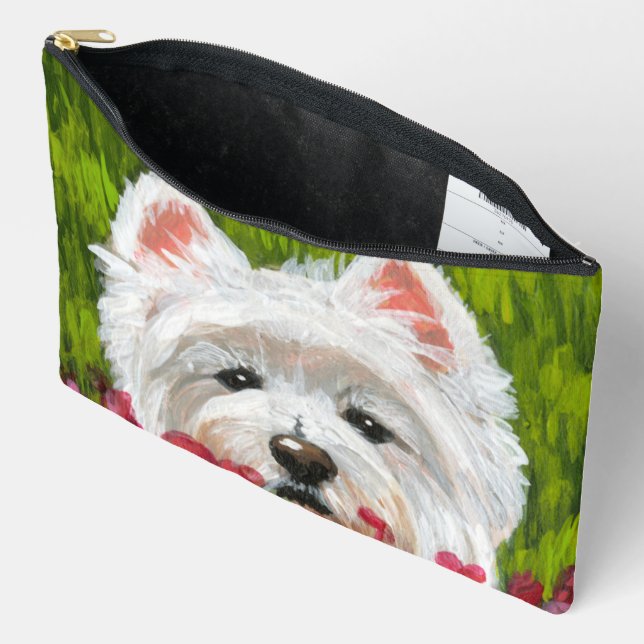 Blume Westie und Pink Zubehörtasche (Offen)