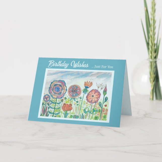 Blume Whimsy Colorful Birthday Card Karte (Vorderseite)