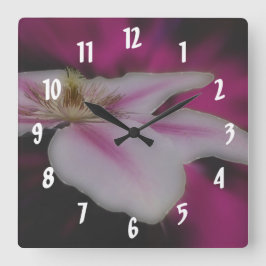 Blume White Clematis Quadratische Wanduhr