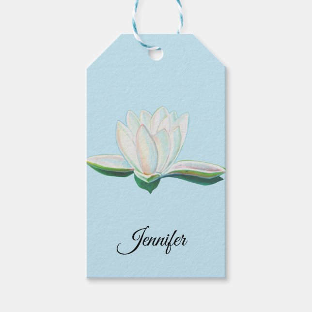 Blume White Lotus Personalisiert Geschenkanhänger (Vorderseite)