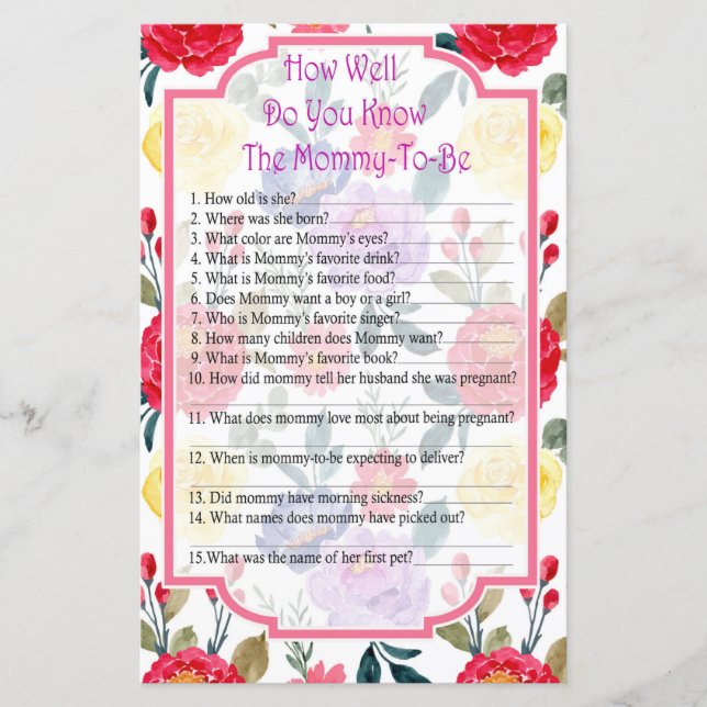 Blume Wie gut kennen Sie Babydusche? (Vorderseite)