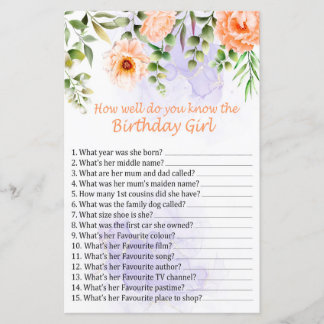 Blume Wie gut kennst du das Geburtstagsmädchen?