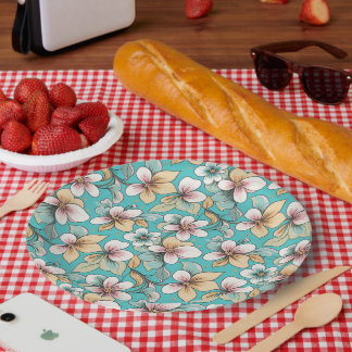 Blume-Wiederholmuster Pappteller