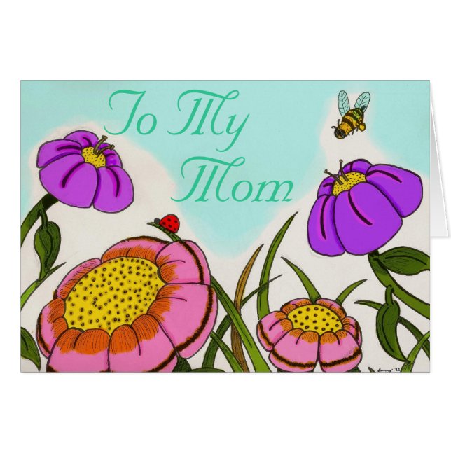 Blume-Wiese "To My Mama" Anpassbare Karte (Vorderseite (Horizontal))