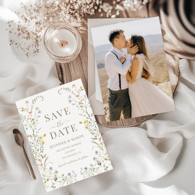 Blume Wildblume Boho Save the Date Foto Einladung (Von Creator hochgeladen)