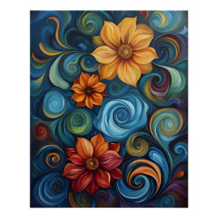 Blume Wirbel Digitales Kunstdesign Poster