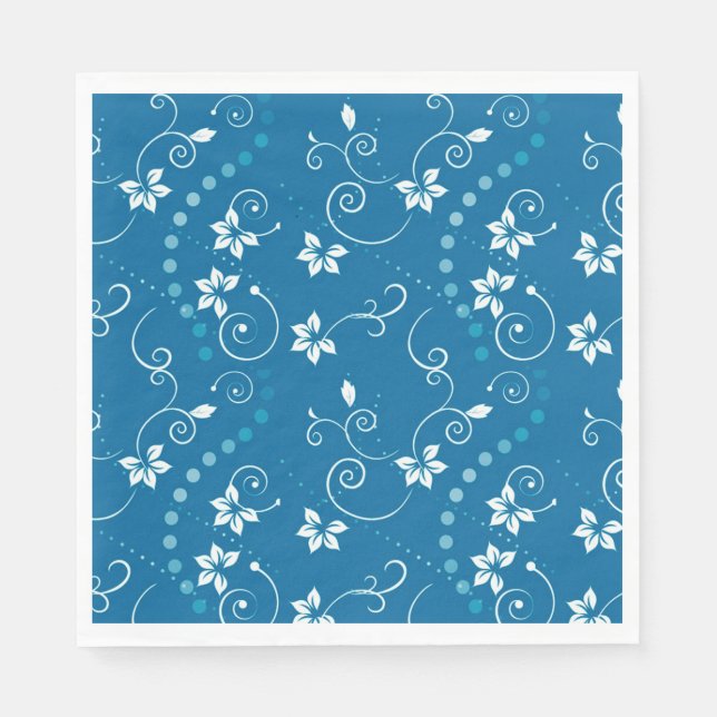 Blume, Wirbel und Polka-Punkte Serviette (Vorderseite)