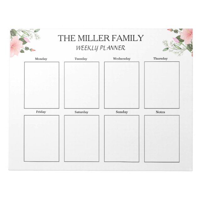 Blume - Wöchentlicher Planer individuell Notizblock (Vorderseite)