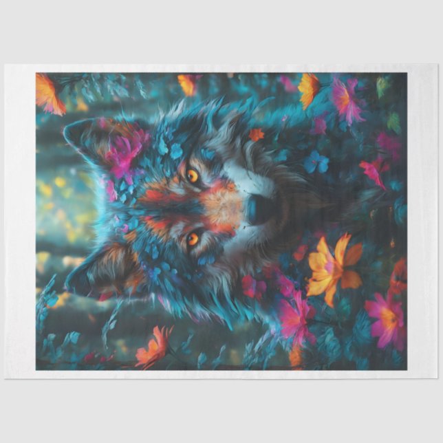Blume Wolf Seidenpapier (Vorderseite)