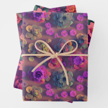 Blume Wrapping Paper - Dunkelrosa Voxelblume