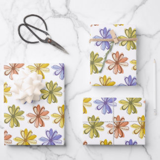 Blume-Wrapping Paper Flat Sheet Set 3 Geschenkpapier Set