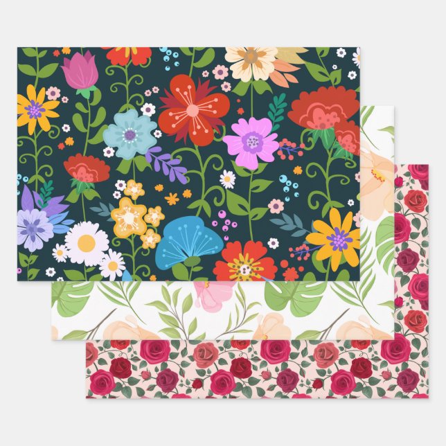 Blume Wrapping Paper Set | Elegant Floral Wrap Geschenkpapier Set (Set)