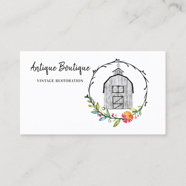 Blume Wreath Barn Antique Farm Business Card Visitenkarte (Vorderseite)