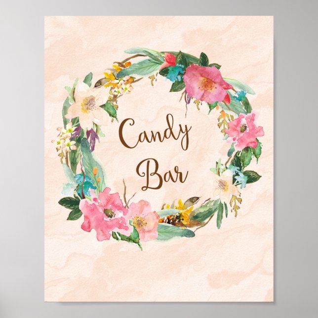 Blume Wreath Candy Bar Wedding Poster drucken (Vorne)