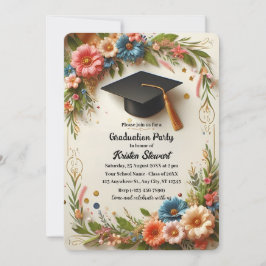 Blume Wreath Graduation Party Einladung