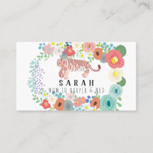 Blume Wreath Tiger Mama & Cub Mommy Business Card Telefonnummerkarte
