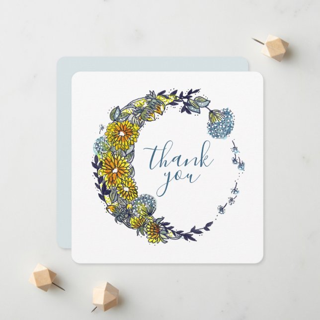 Blume Wreath Vielen Dank Ankündigung (Vorderseite/Rückseite Beispiel)