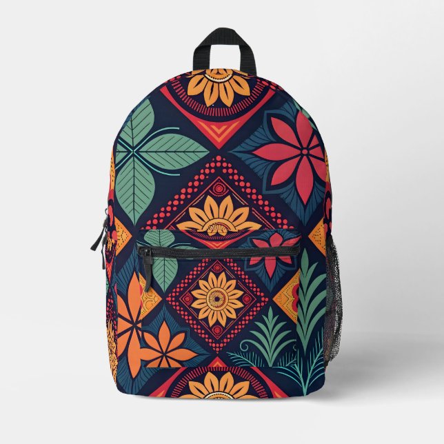 Blume-Zaubermuster Bedruckter Rucksack (Vorderseite)