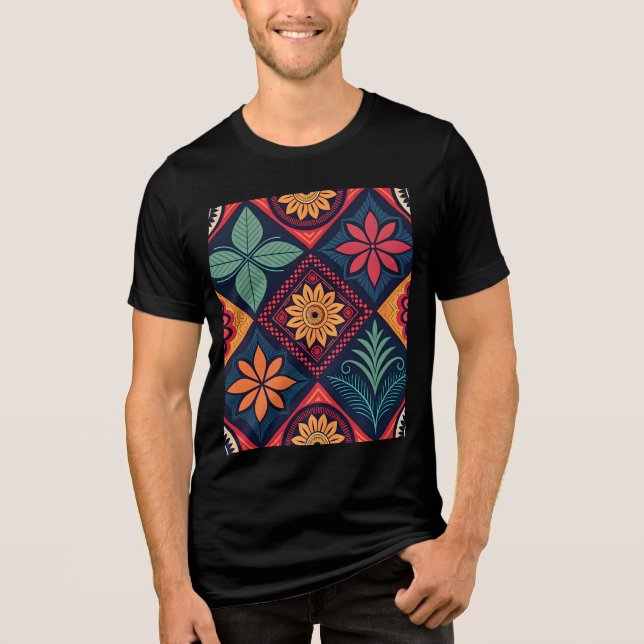 Blume-Zaubermuster Tri-Blend Shirt (Vorderseite)