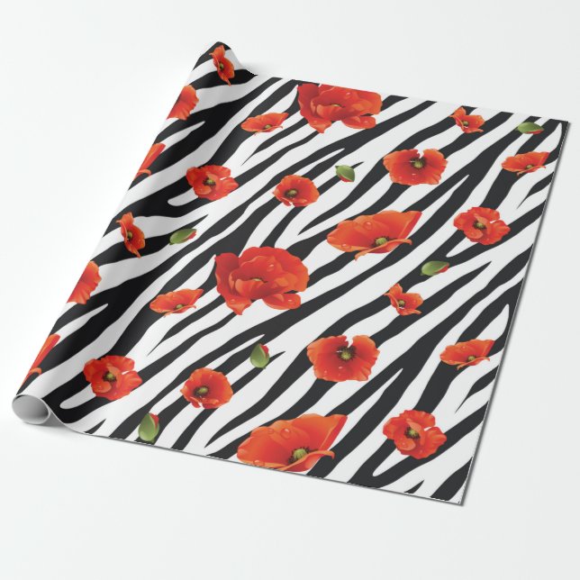 Blume Zebra Geschenkpapier (Ungerollt)