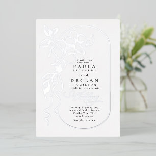 Blume Zeichnend Elegant Boho Wedding Silver Folieneinladung