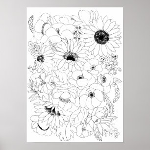 Blume zeichnend Trennlinie 2 Poster