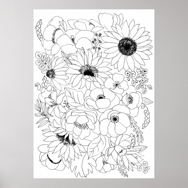 Blume zeichnend Trennlinie 2 Poster (Vorne)