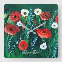 Blume Zeit Schöne Wildblume Acrylmalerei Runde Wanduhr