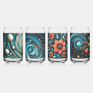 Blume zeitgenössischer Kunst im Weltraum Dosenglas