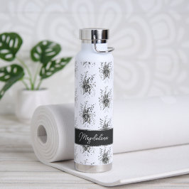 Blume Zen Art, gezeichnet schwarz-weiß -  Trinkflasche