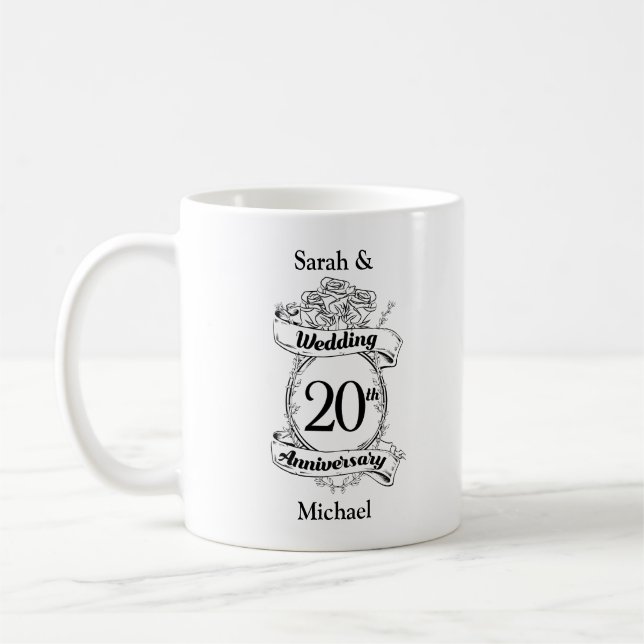 Blume zum 20. Hochzeitstag Kaffeetasse (Links)