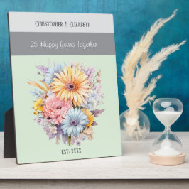 Blume zum 25. Jahrestag geben grüne Namen Fotoplatte