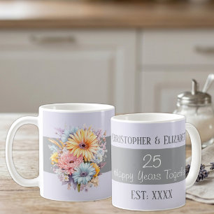Blume zum 25. Silberjubiläum ernennen lila Kaffeetasse