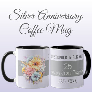 Blume zum 25. Silberjubiläum ernennen lila Tasse