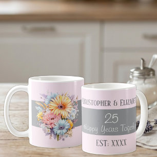 Blume zum 25. Silberjubiläum heißen rosa Kaffeetasse