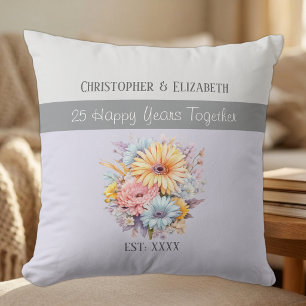 Blume zum 25. Silberjubiläum lila Kissen