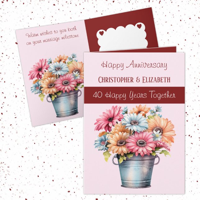 Blume zum 40. Ruby-Jubiläum bordeauxrot Karte (Von Creator hochgeladen)