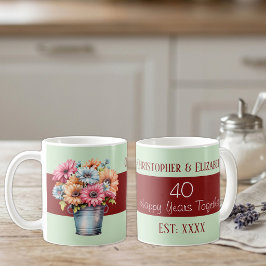 Blume zum 40. Ruby-Jubiläum geben grüne Namen Kaffeetasse
