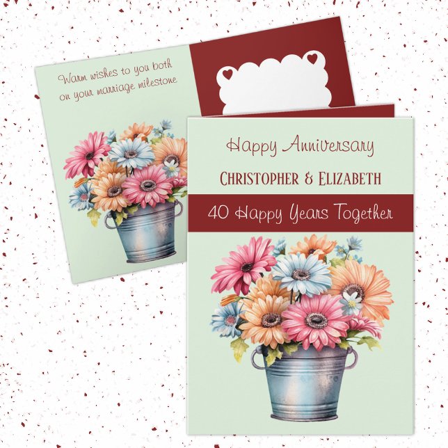 Blume zum 40. Ruby-Jubiläum weingrün Karte (Von Creator hochgeladen)