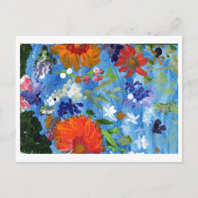 Blume zum Blue Background Postcard Postkarte (Vorderseite)