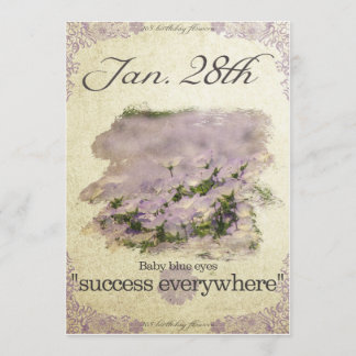Blume zum Geburtstag am 28. Januar "Baby blue eyes Karte