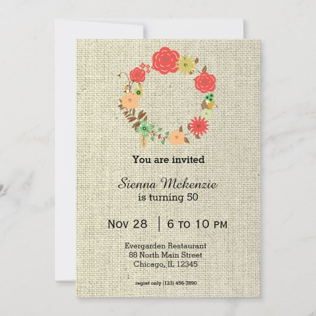 Blume zum Geburtstag Einladung (Vorderseite)