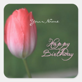 Blume zum Geburtstag Quadratischer Aufkleber