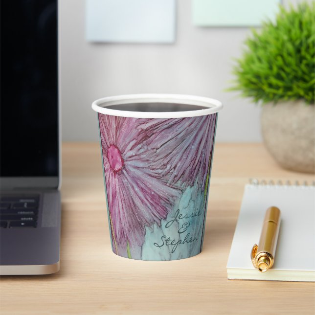 Blume zum Hochzeitspapier Cup Turquoise und Pinks Pappbecher (InSitu)