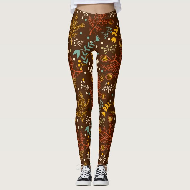Blume zum hübschen Fall im reichen braunen Hinterg Leggings (Vorderseite)