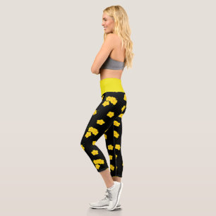Blume zum tropischen Gelben Hibiskus Capri Leggings