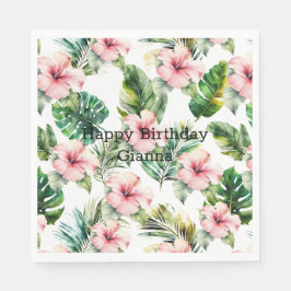 Blume zum tropischen Pink-Hibiskus Serviette