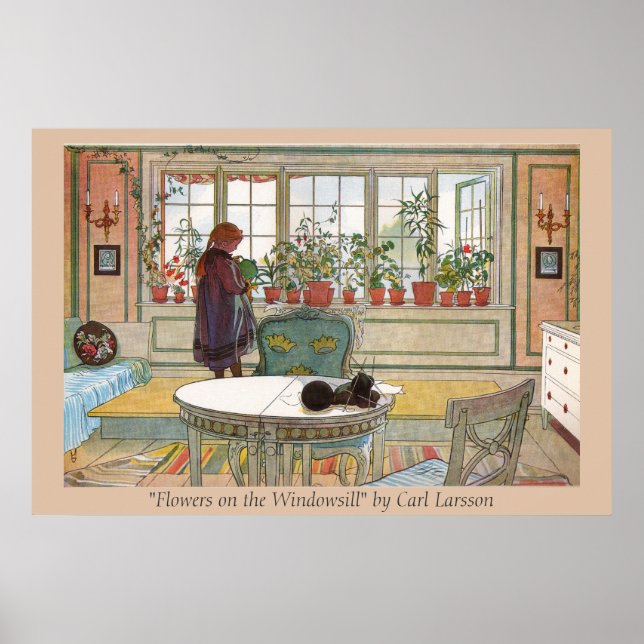 Blume zum Windows Carl Larsson Art Print Poster (Vorne)