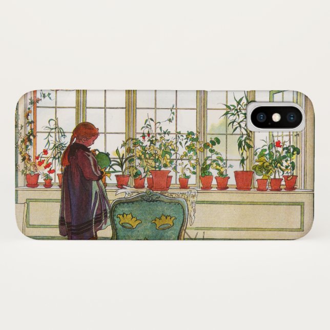 Blume zum Windows von Carl Larsson Case-Mate iPhone Hülle (Rückseite (Horizontal))