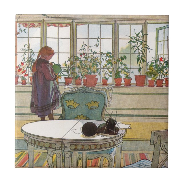 Blume zum Windows von Carl Larsson Fliese (Vorderseite)